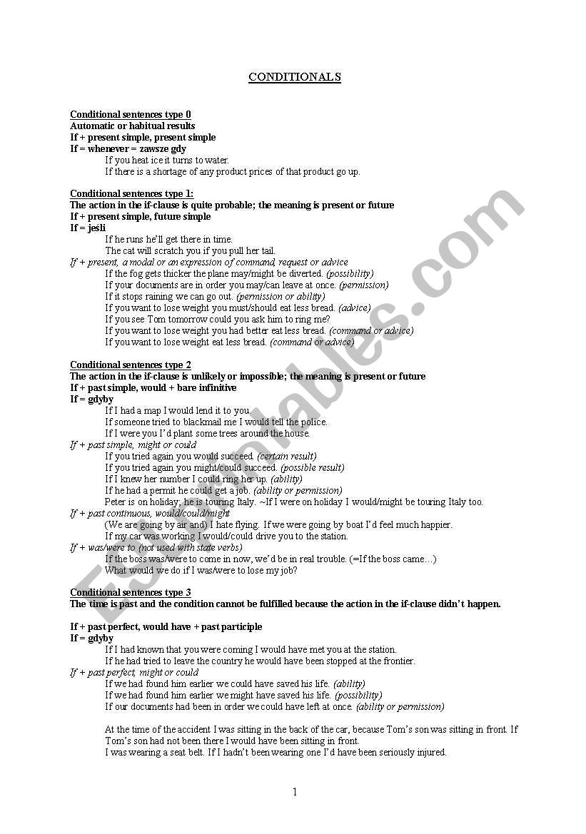 Conditionals worksheet