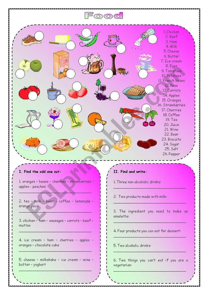 Food worksheet