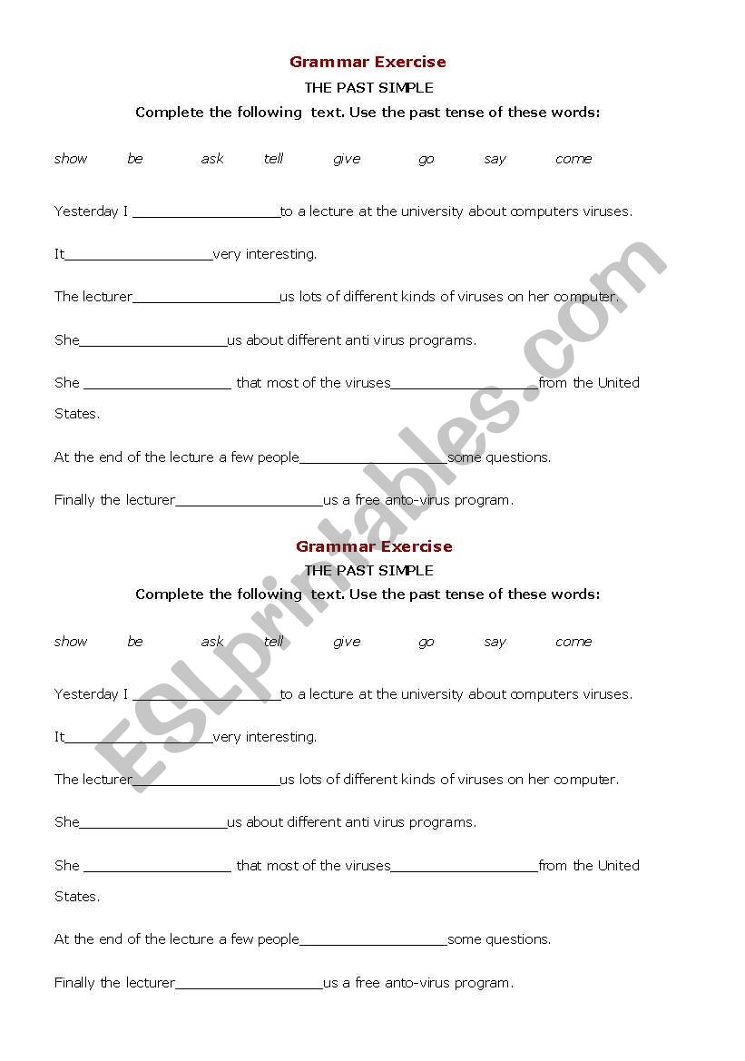 Grammar: Past Simple  worksheet