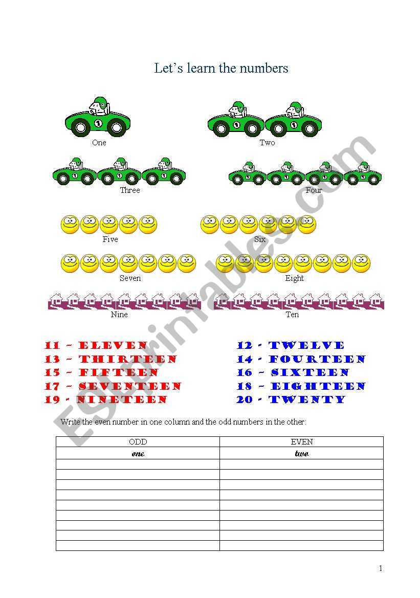 Numbers worksheet