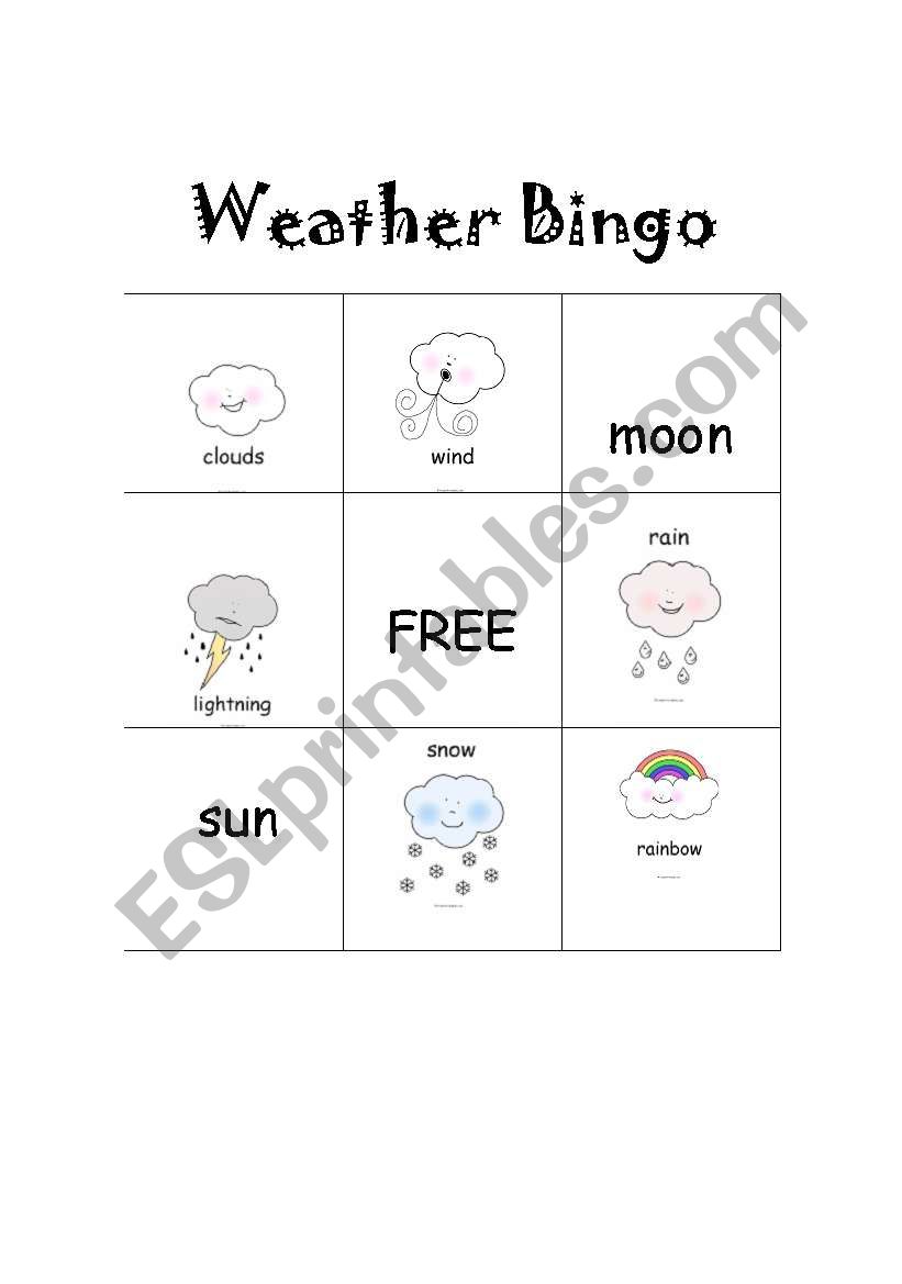 Weather Bingo Set 2 worksheet