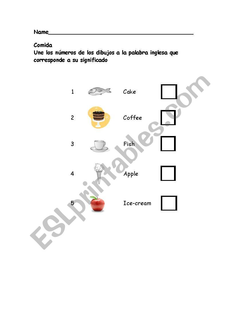 FOOD worksheet