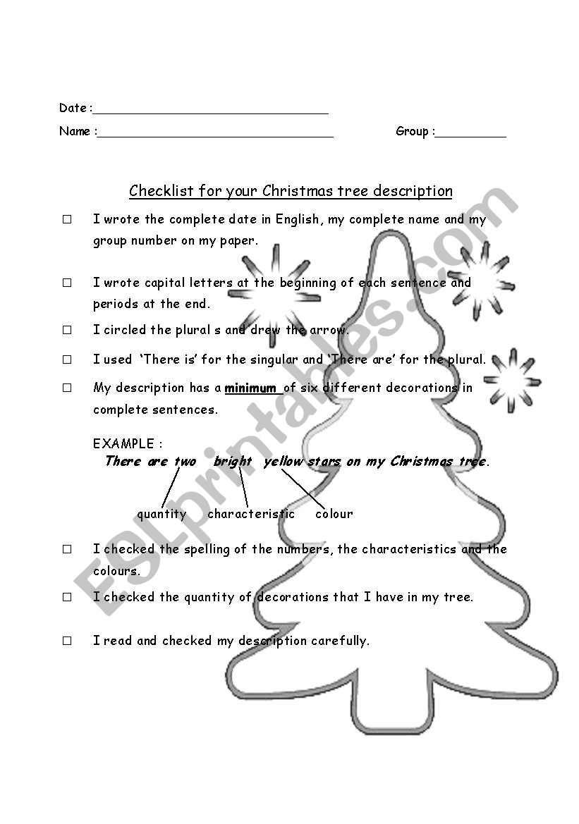 christmas tree writing activity