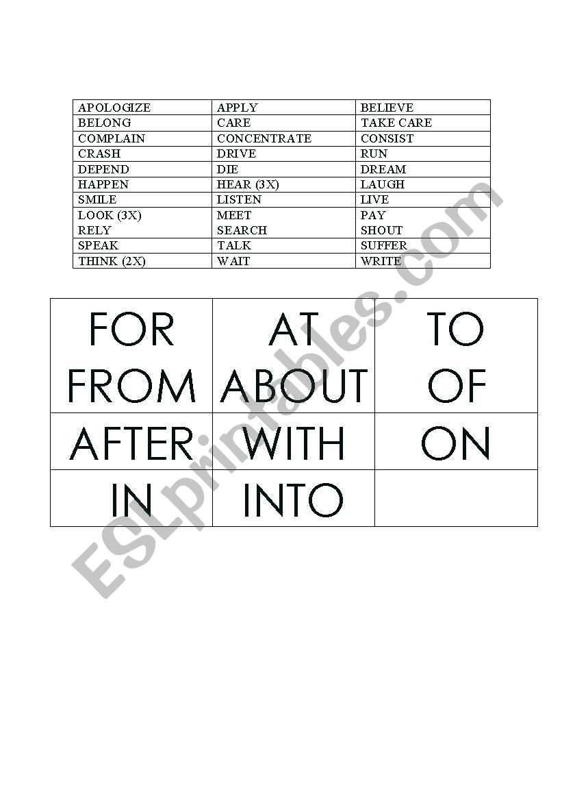 Verb + Preposition worksheet