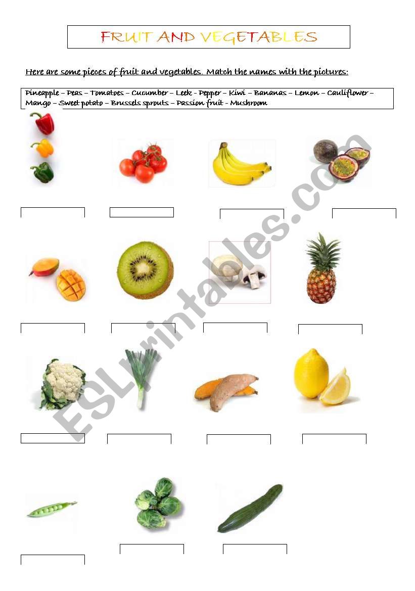 Fruit and vegetables worksheet