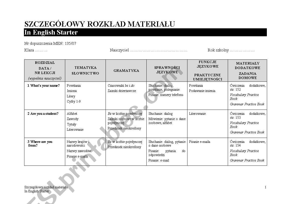 Lesson plan worksheet