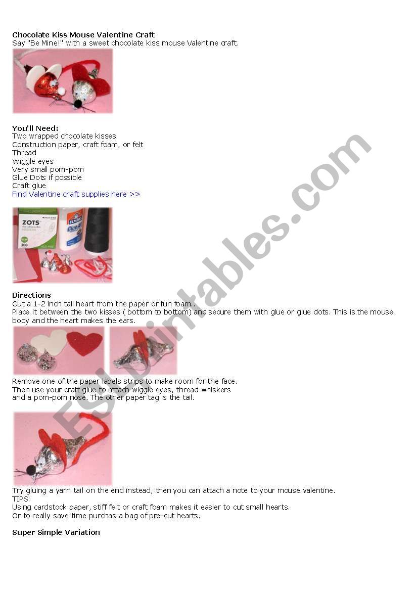 Valentines day craft (mouse kisses)