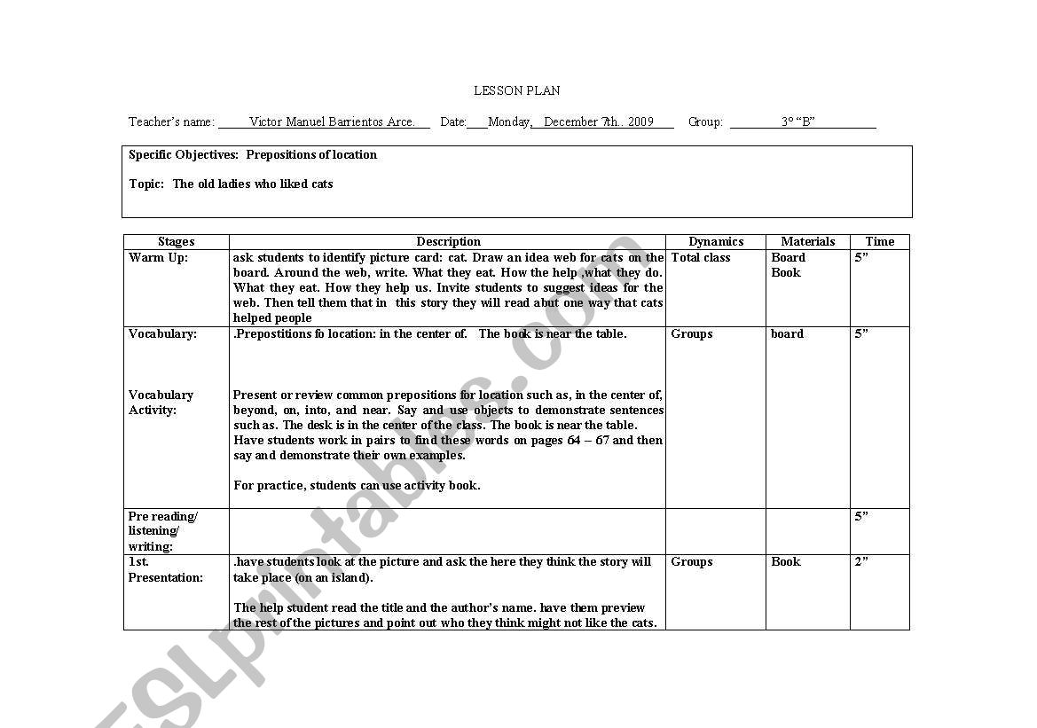 Lesson Plan worksheet