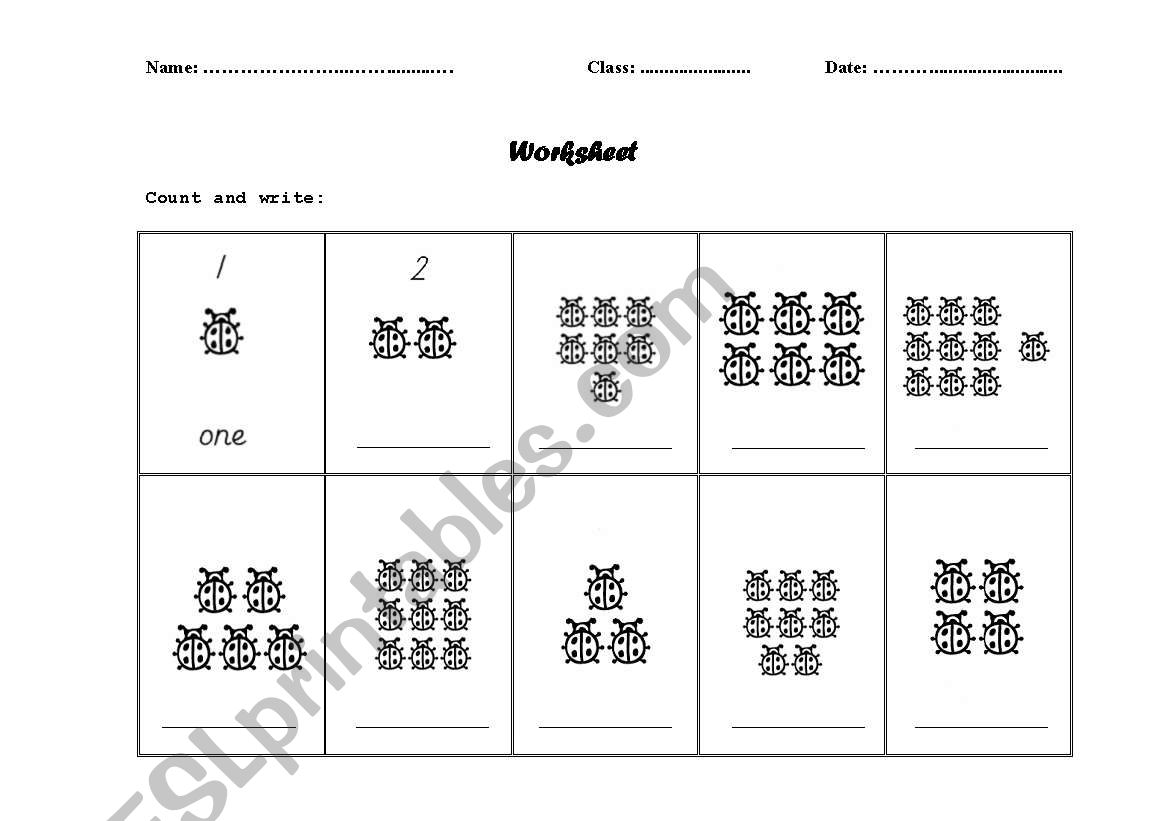 numbers and ladybugs worksheet