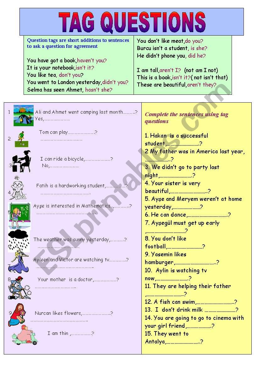 Tag questions worksheet