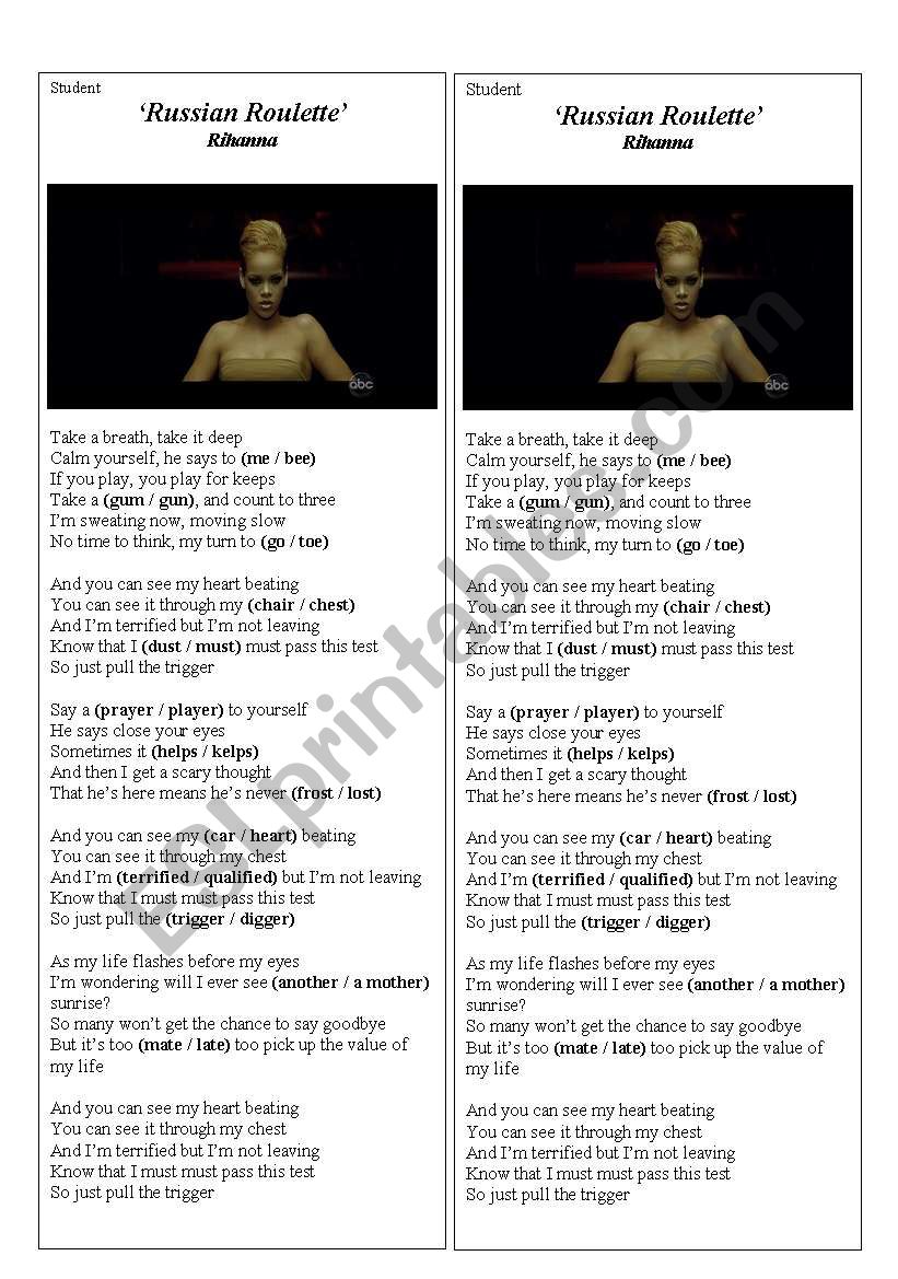 Rihanna - Russian Roulette Lyrics 