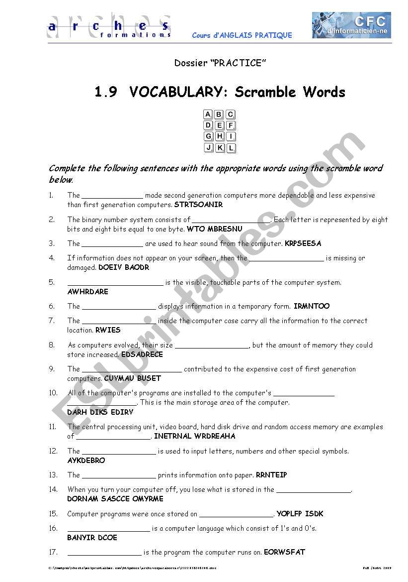 Scramble: Computing Vocabulary