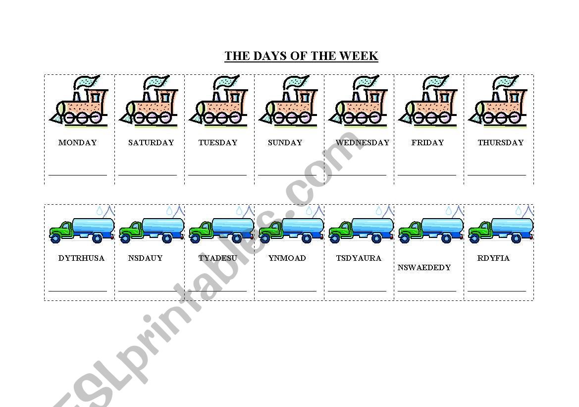 The days of the week worksheet