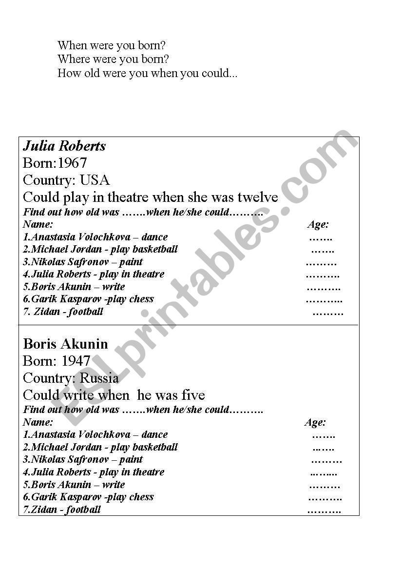 was-were worksheet