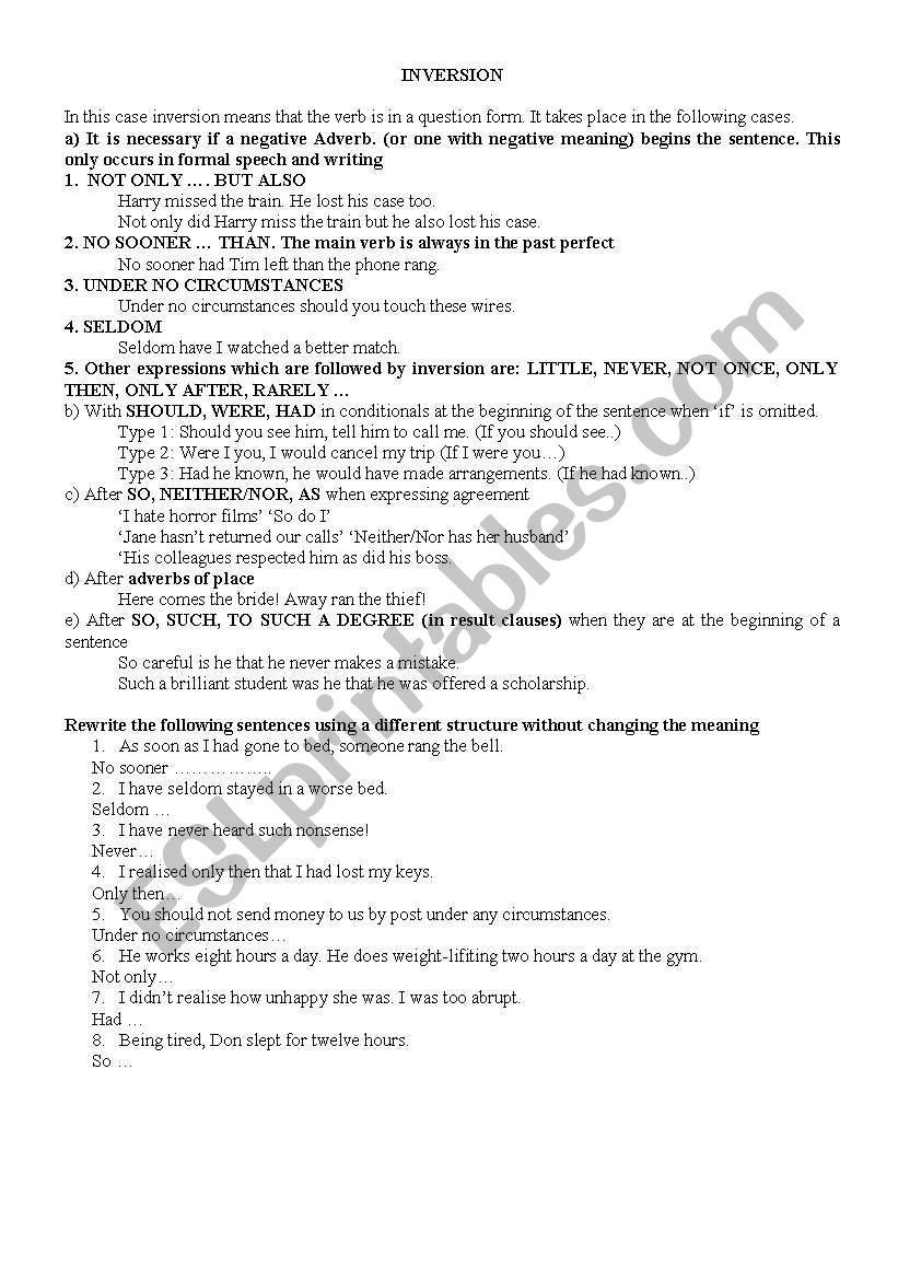 Inversion worksheet