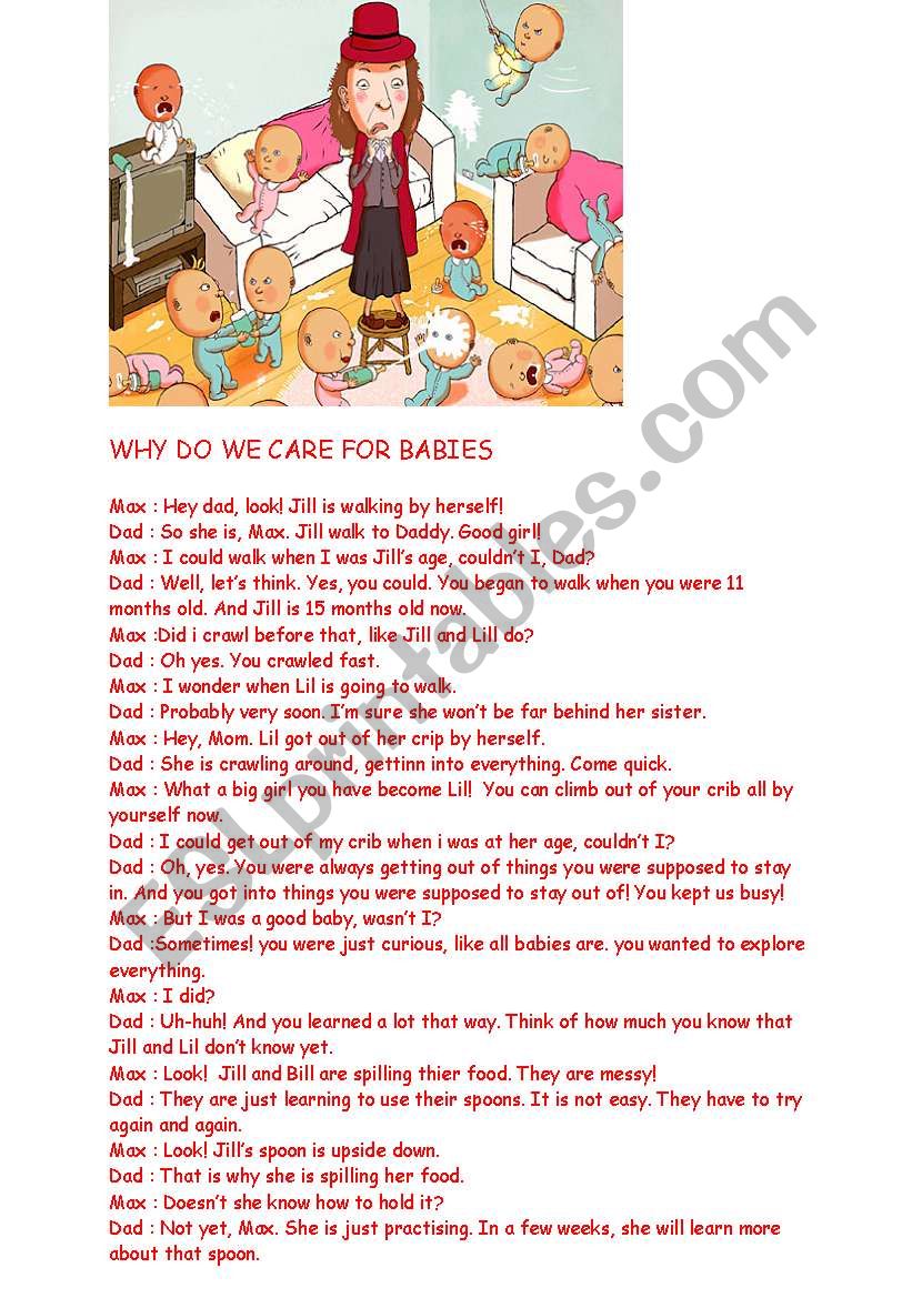 Why do we care for babies worksheet