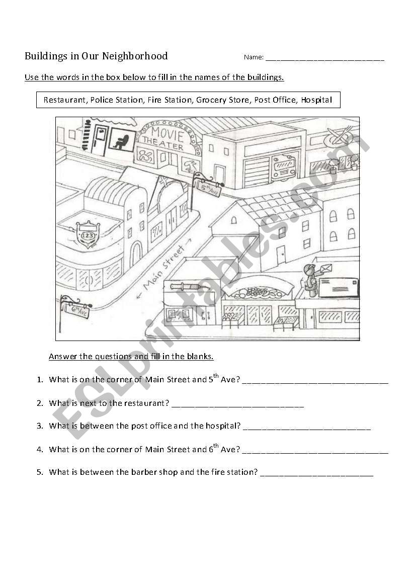 Buildings in our Neighborhood worksheet