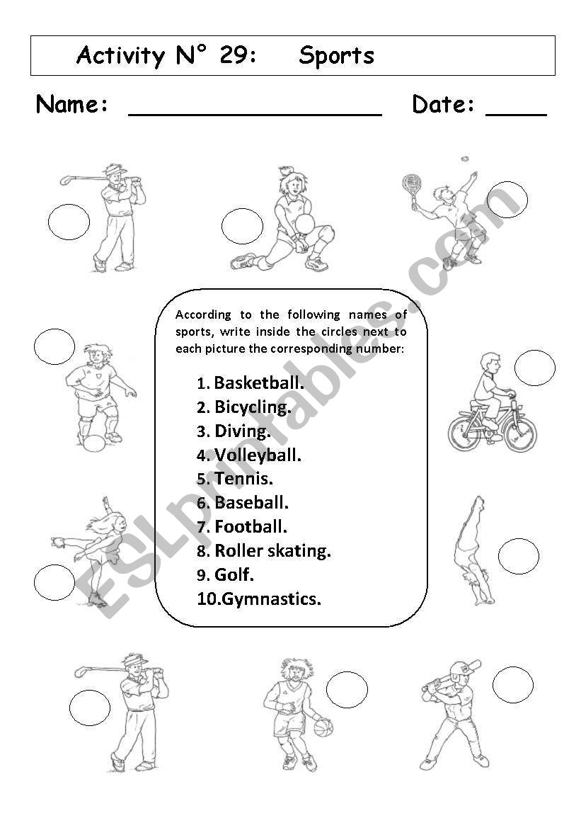 SPORTS worksheet