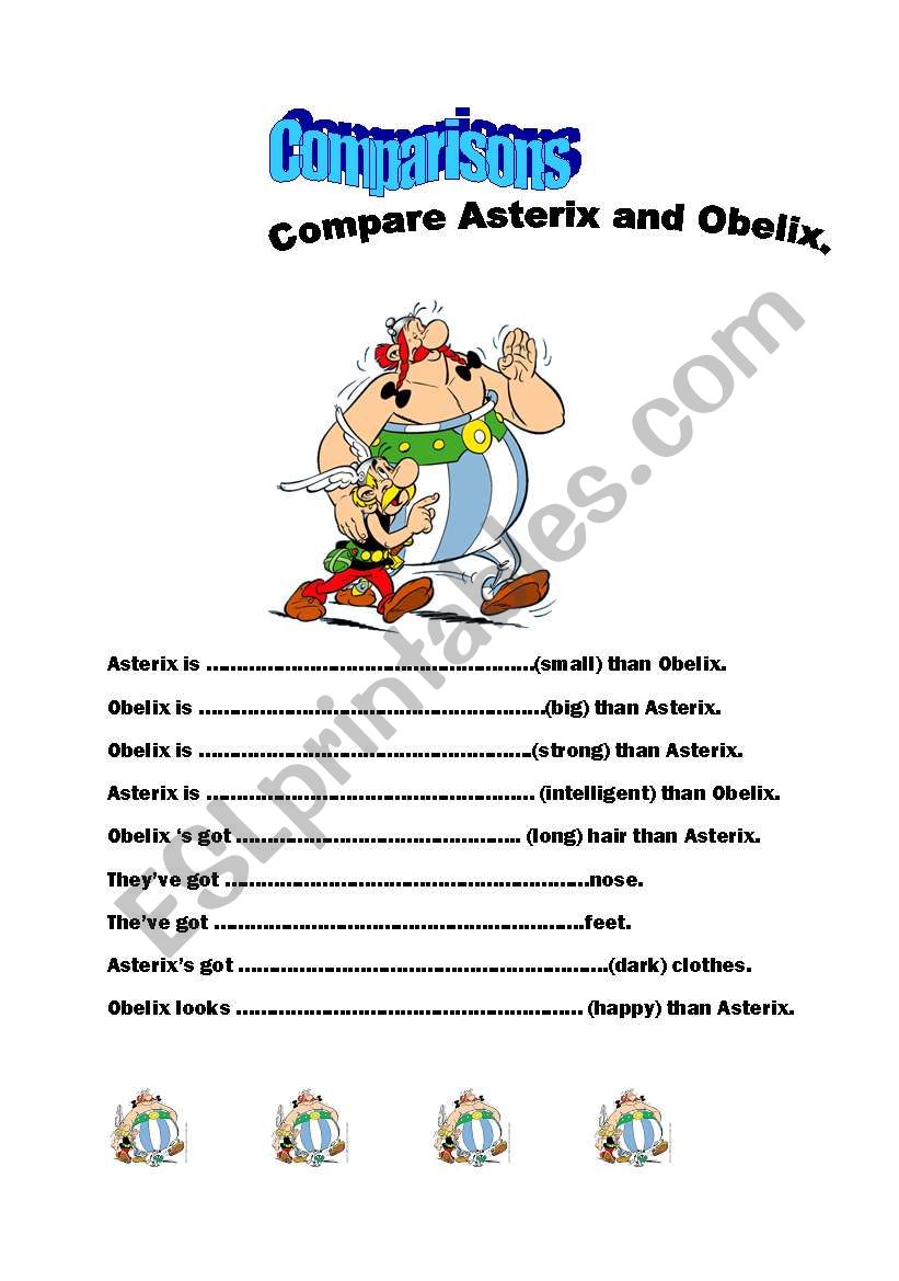 Compare Asterix and Obelix. worksheet