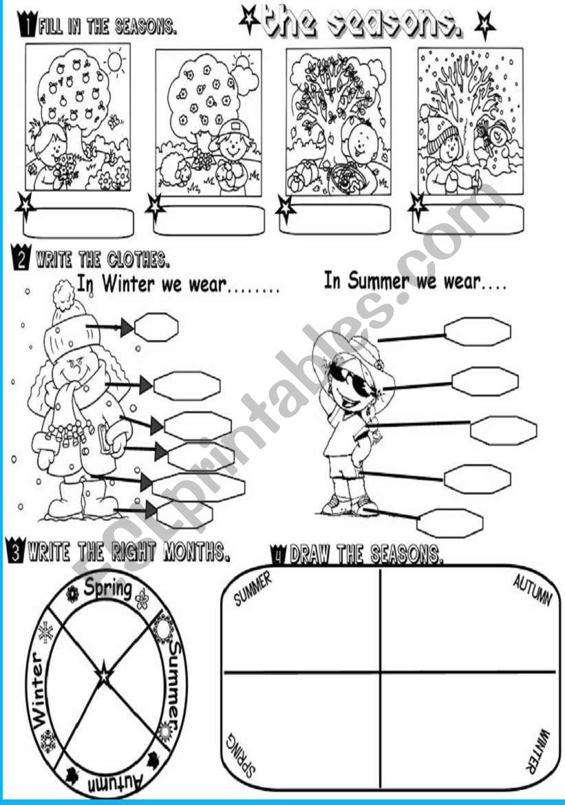 seasons,clothes and months. worksheet