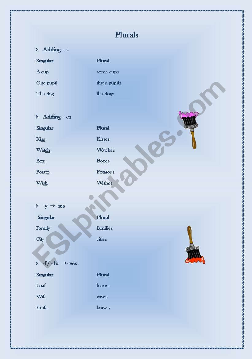 Plurals worksheet