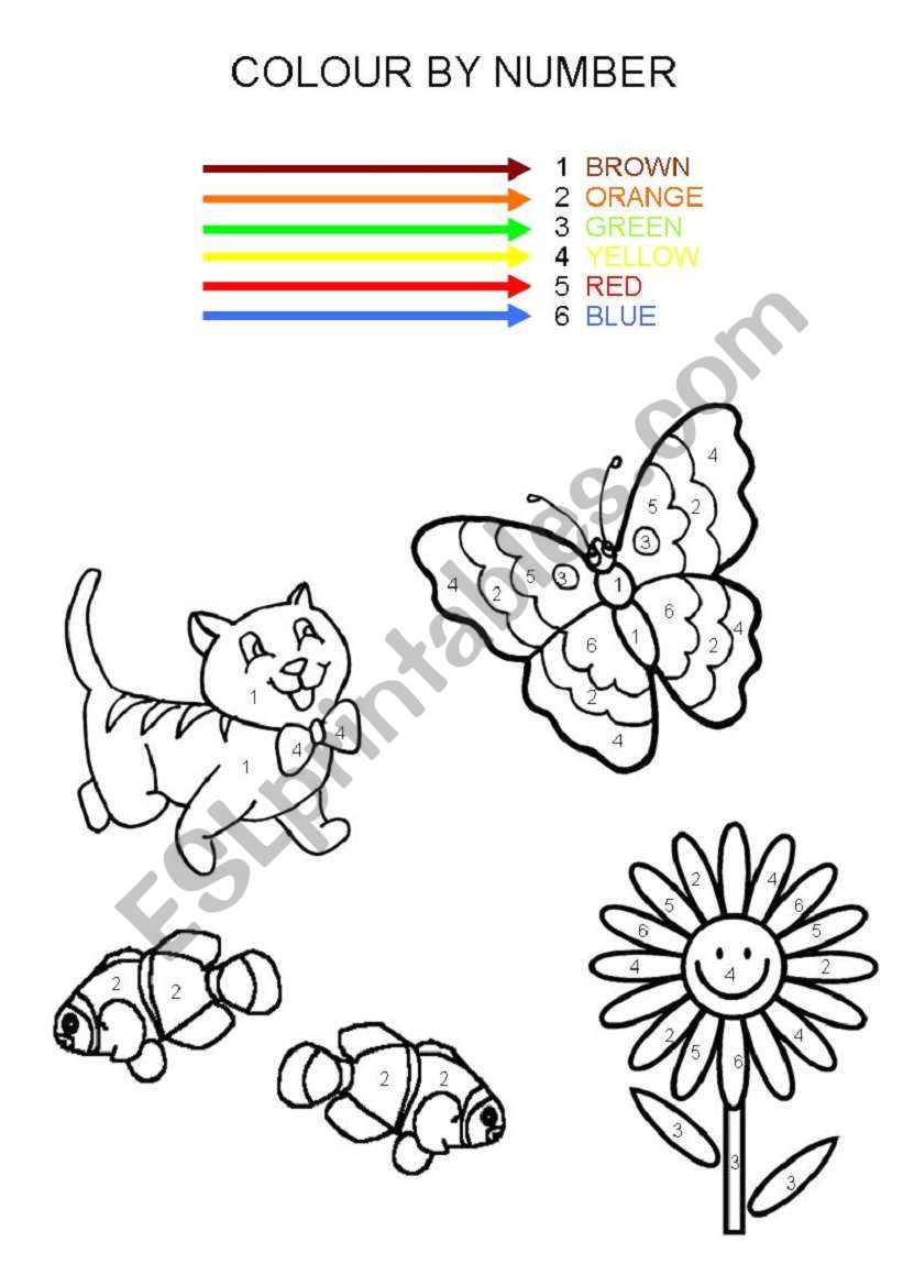 Colour by number worksheet