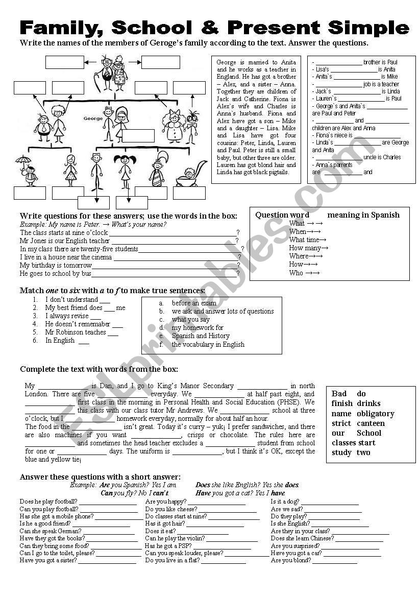Family, and more worksheet