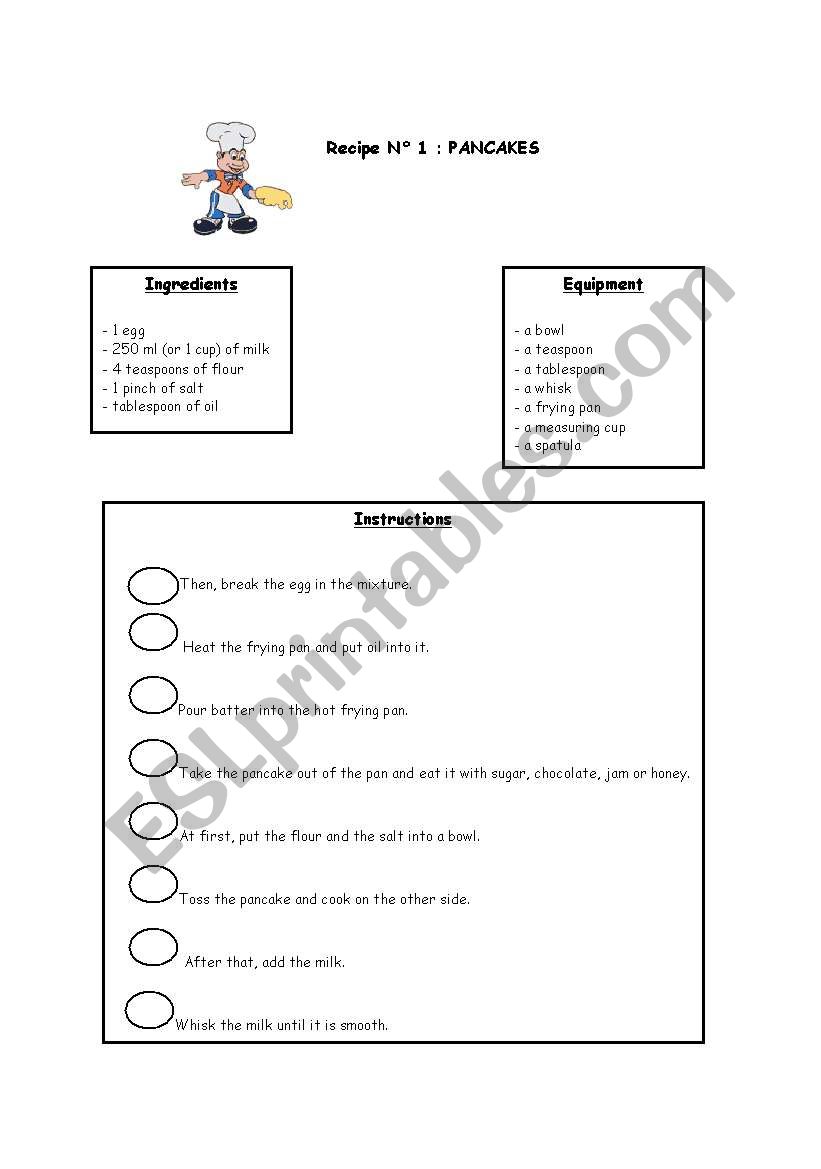 pancake recipe worksheet