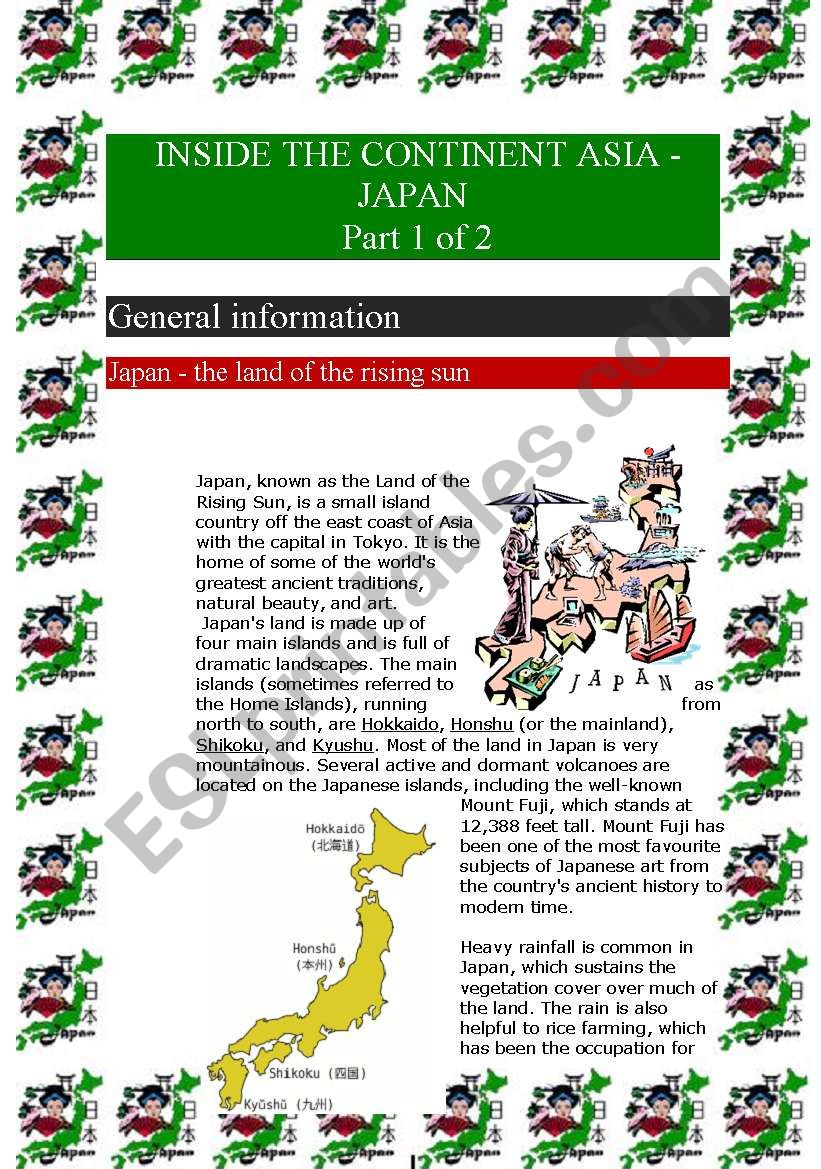 Inside the continent Asia - Japan (Part 1 of 2) (8 pages)