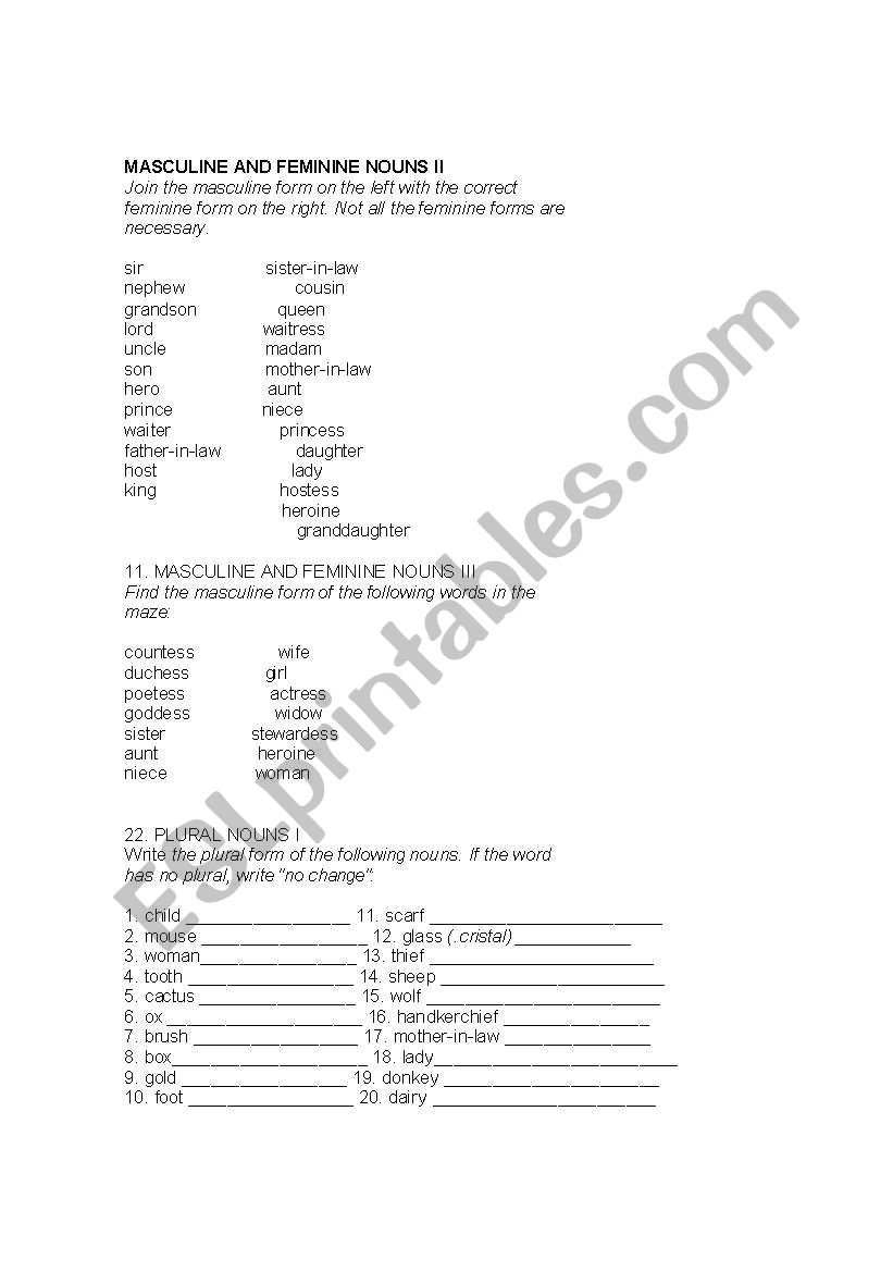 english-worksheets-masculine-and-femenine-nouns