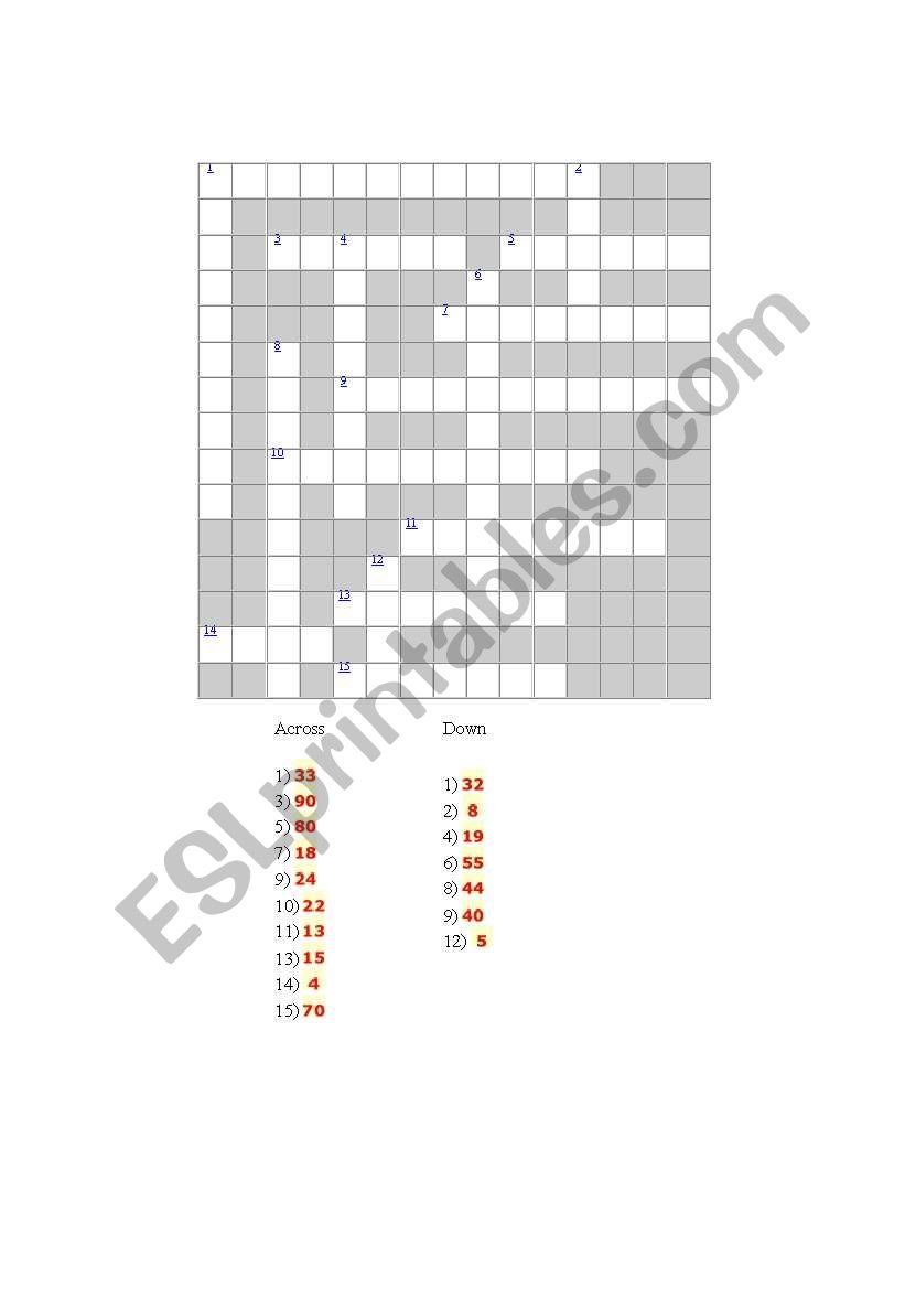 Crossword puzzle worksheet