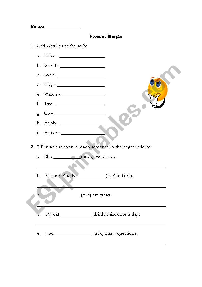 Present simple worksheet