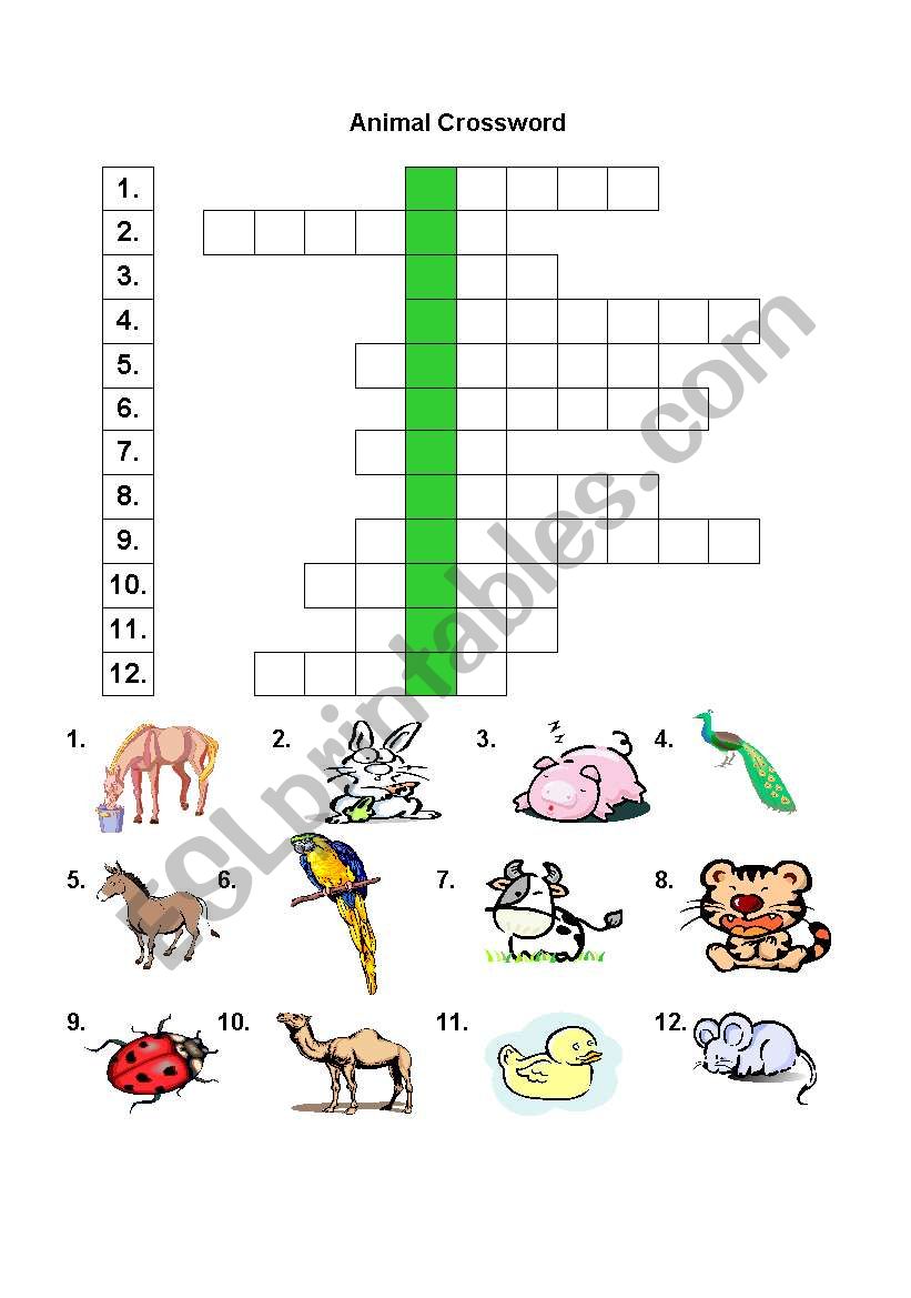 ANIMAL CROSSWORD worksheet