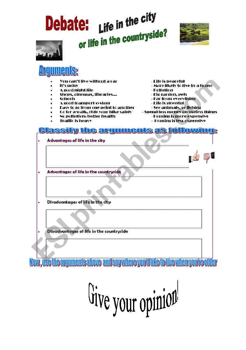  Debate: Life in the city or in the countryside?