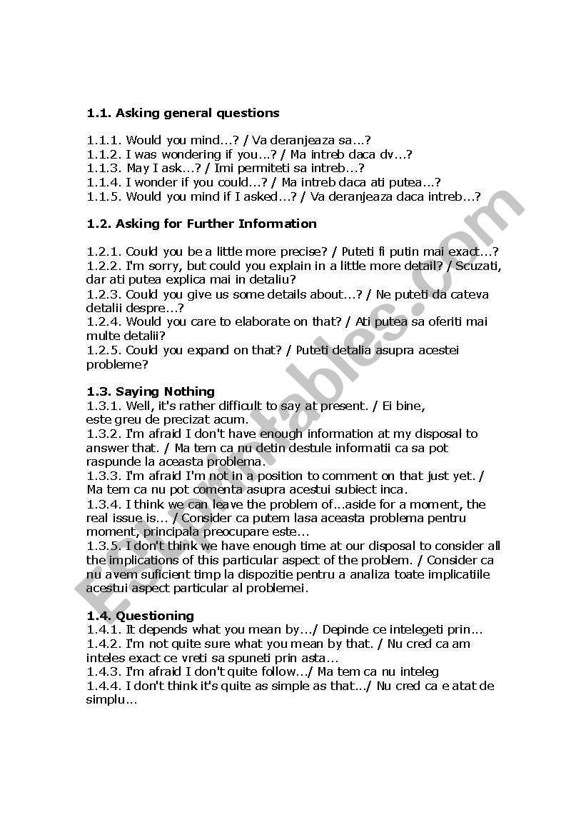 bussiness english worksheet