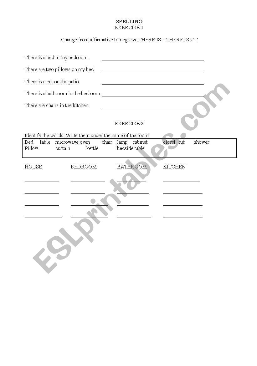 SPELLING EXCERCISE worksheet