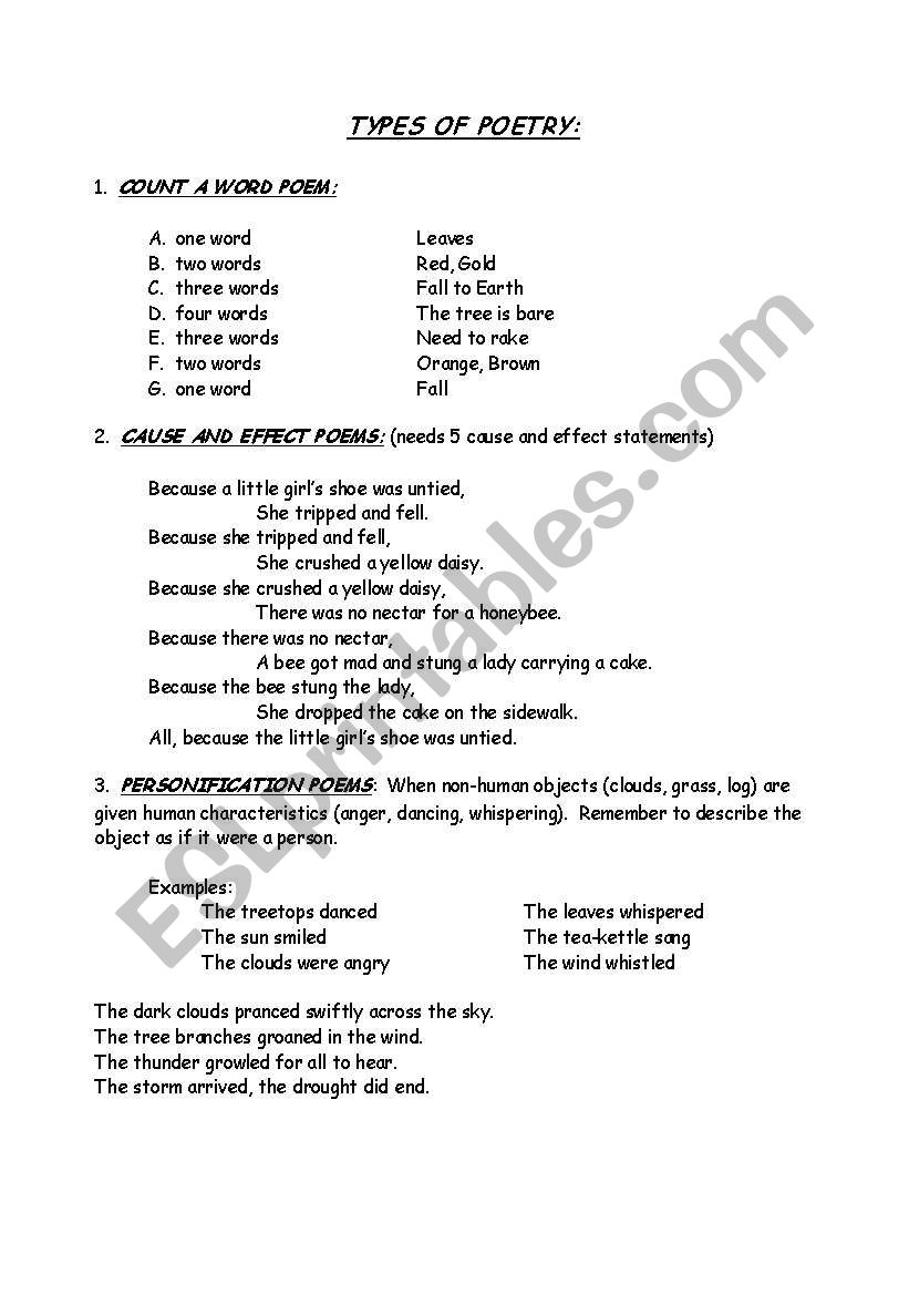 Poetry Unit worksheet