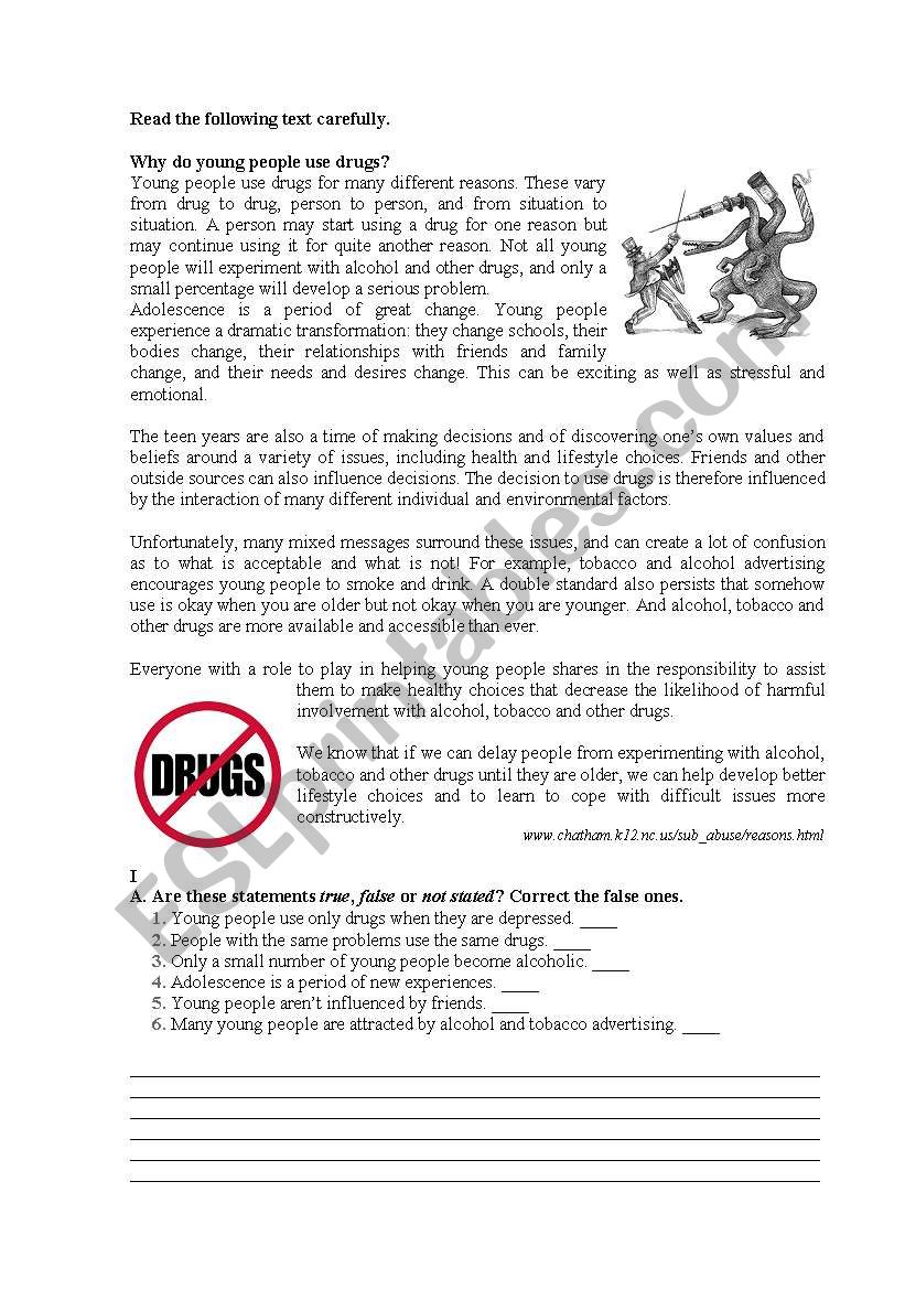 Test - Drug Addiction worksheet