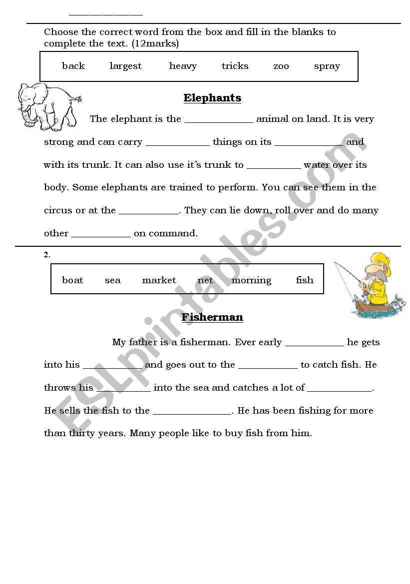 reading worksheet