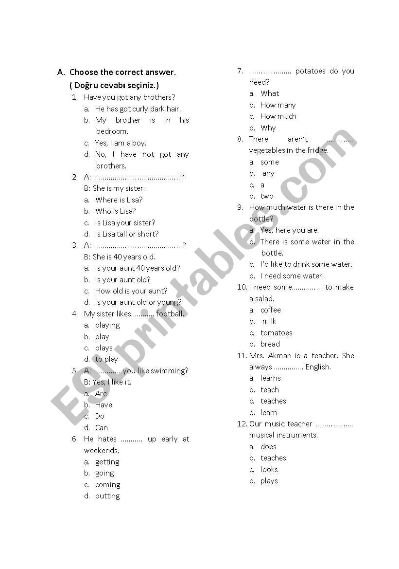 6th class questions. worksheet
