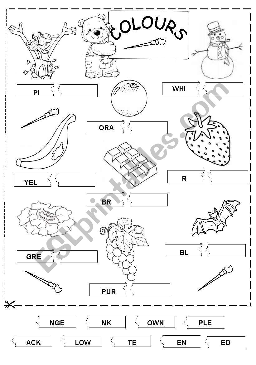 COLOURS  B&W  EDITABLE worksheet