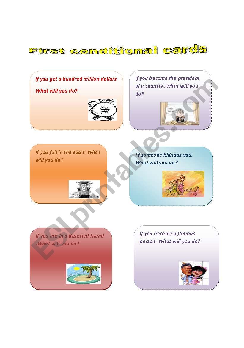 First conditional cards worksheet