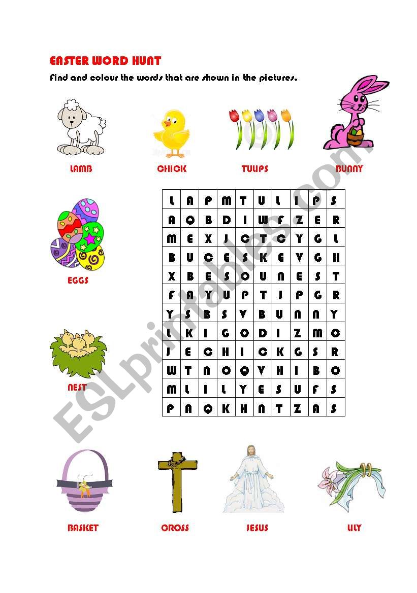 Easter Word Hunt worksheet