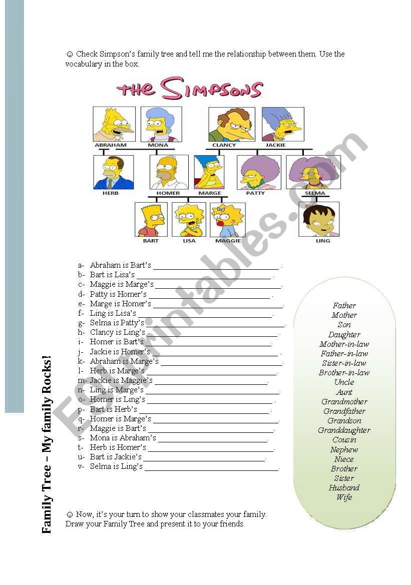 Family Tree worksheet