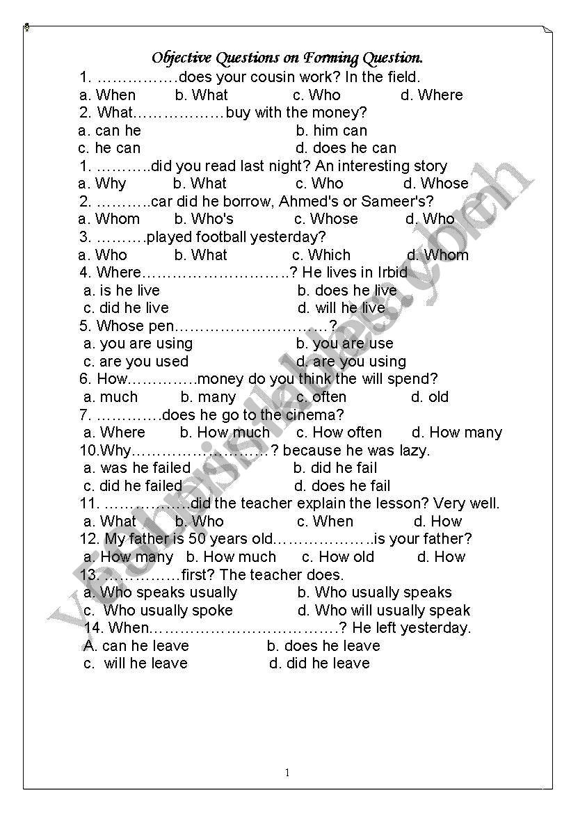wh.questions worksheet