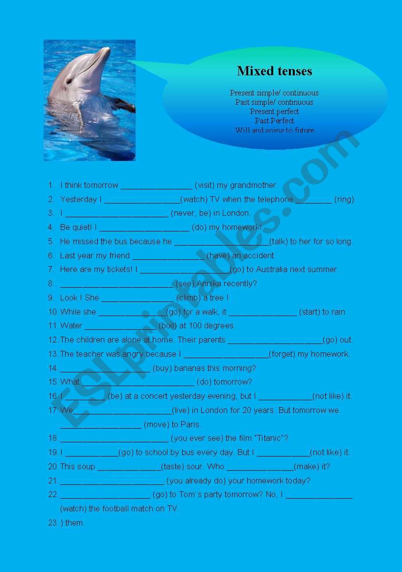 Mixed tenses worksheet