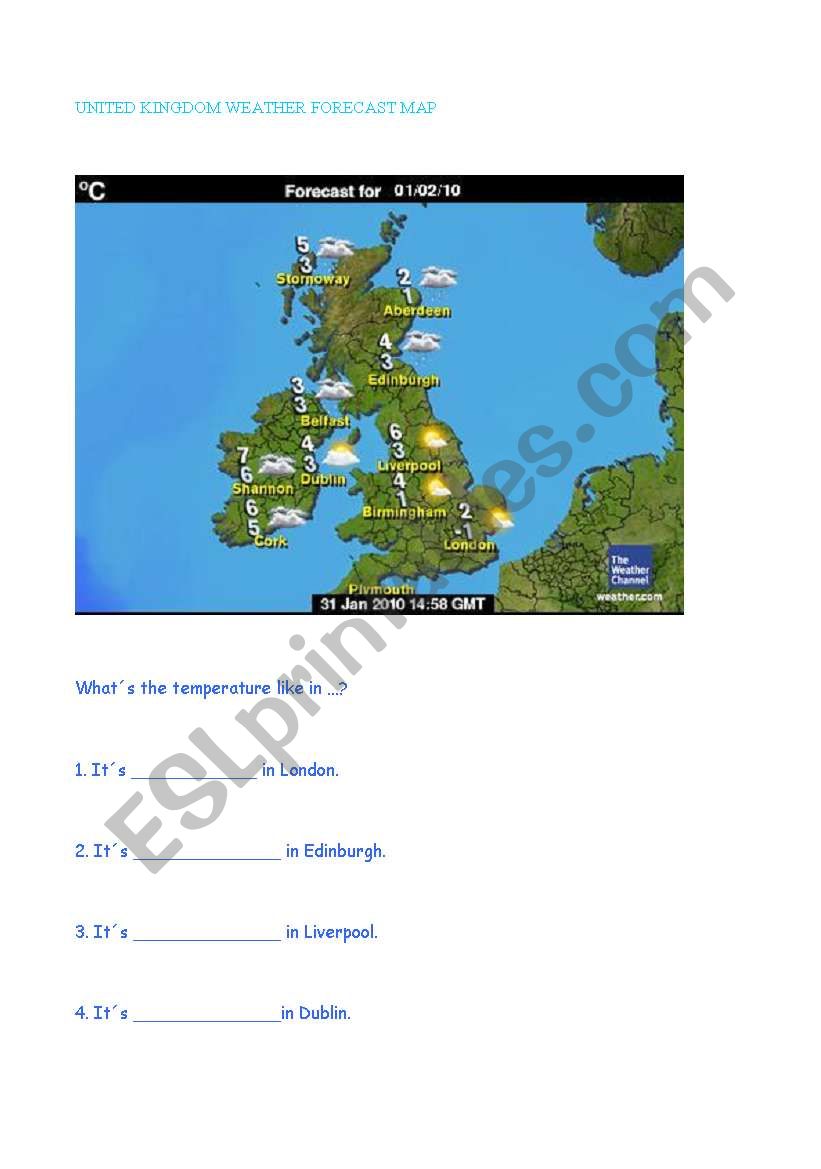 weather forecast in UK worksheet