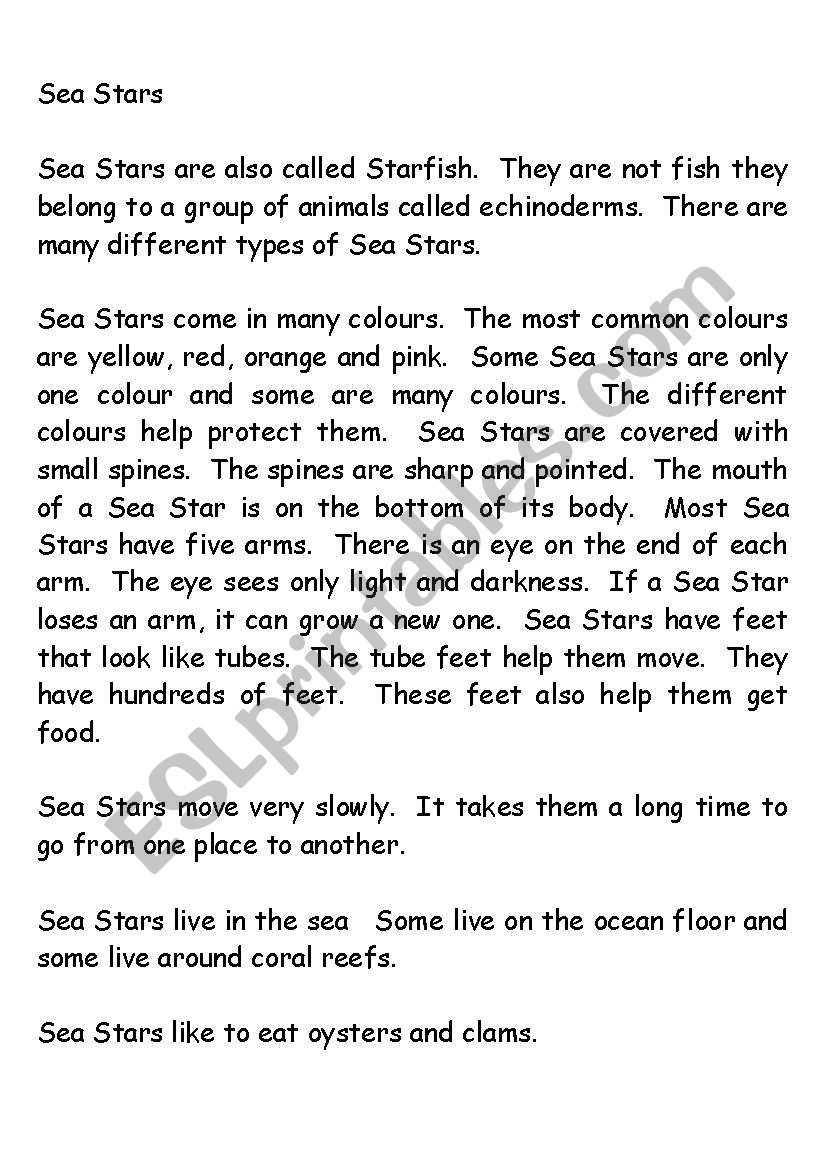 Star Fish Information Report Booklet