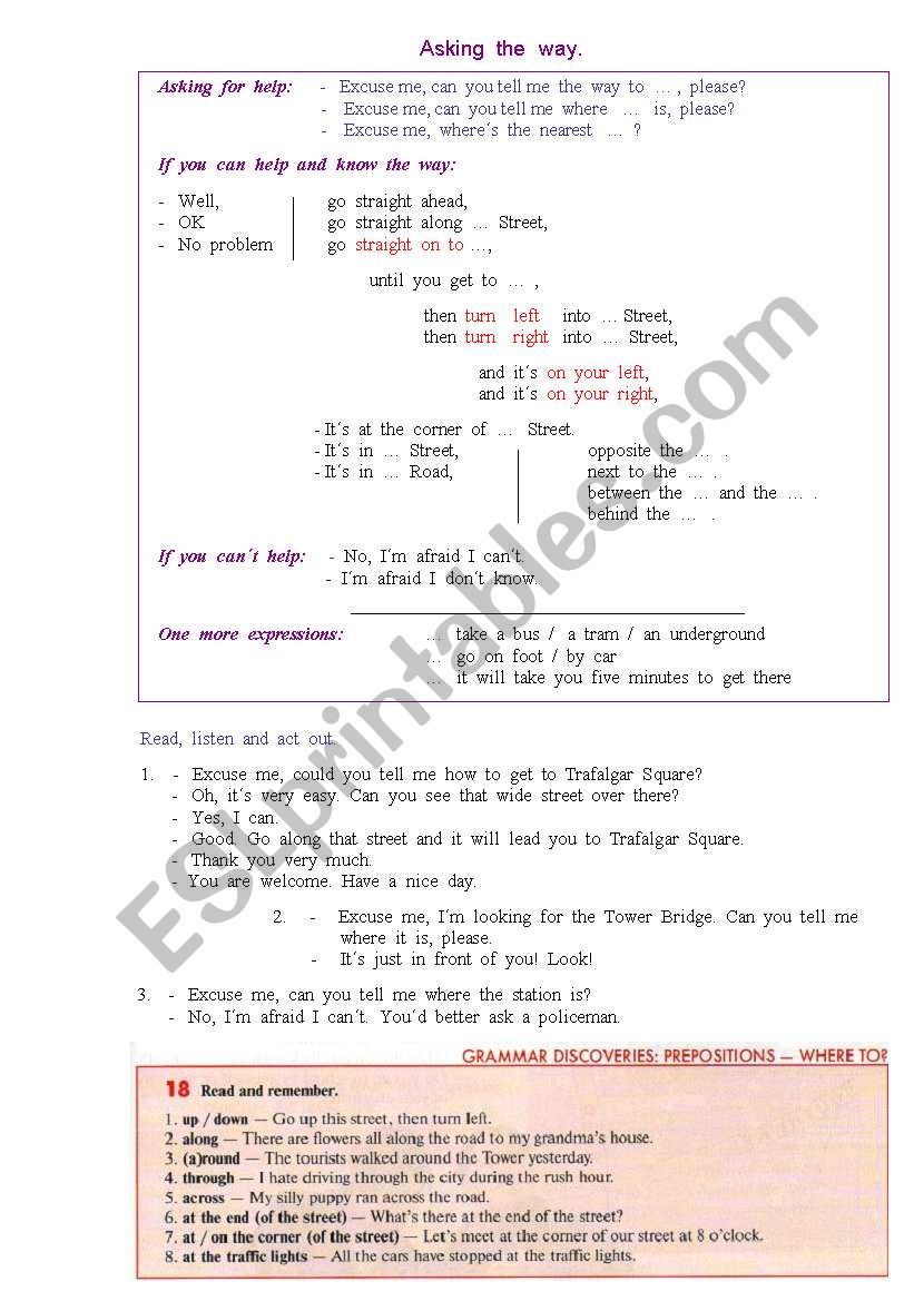 Asking the way worksheet