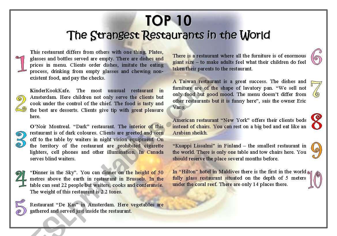 TOP 10 The strangest Restaurants in the World